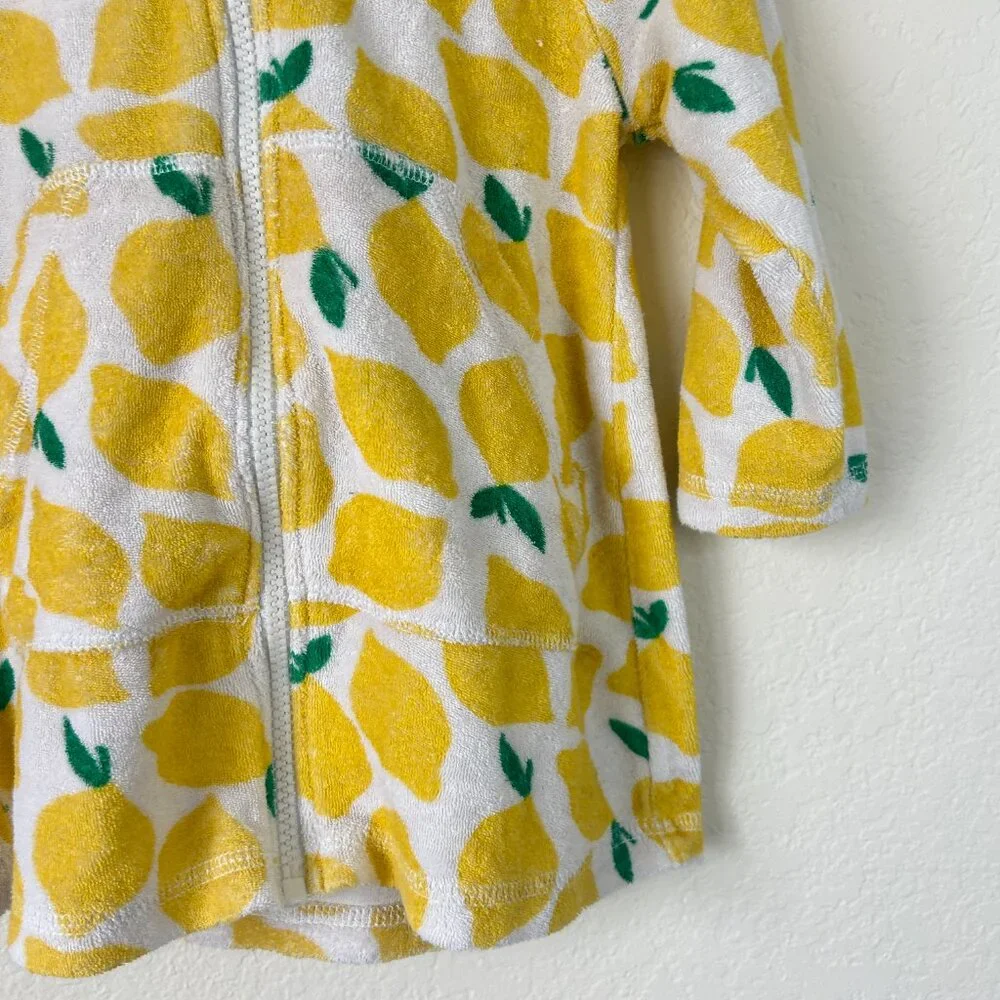 Hanna Andersson Yellow Lemon Print Hooded Kids Swim Coverup